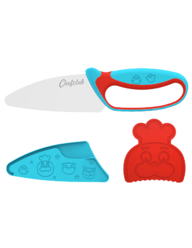 Couteau ergonomique enfant - Bleu/rouge